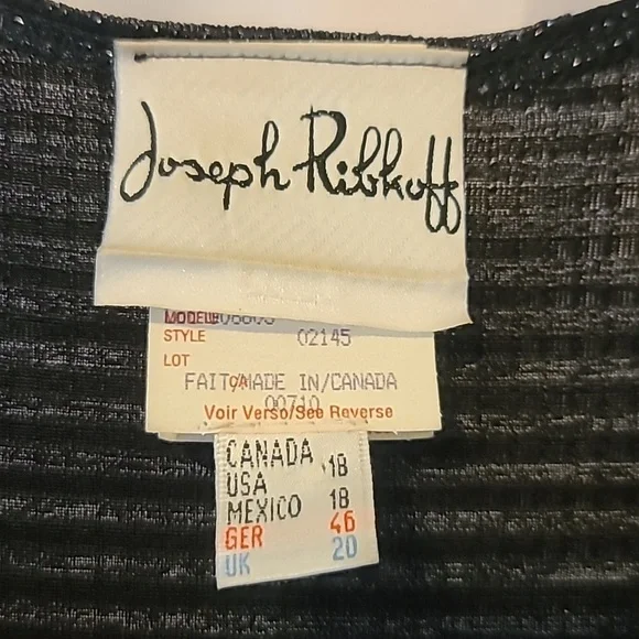 Joseph Ribkoff Black/Silver Sleeveless U Neck Top Womens Sz 18 - Picture 2 of 9